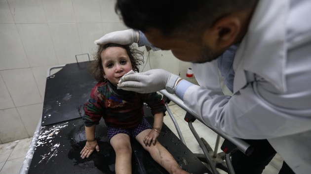 A young Palestinian injured in Israeli airstrikes arrives to be treated at Nasser Medical Hospital, Dec. 20, 2023, in Khan Yunis, Gaza. (Ahmad Hasaballah/Getty Images)