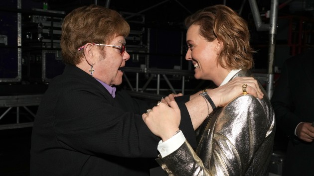 Elton John and Brandi Carlile; Kevin Mazur/Getty Images for The Recording Academy