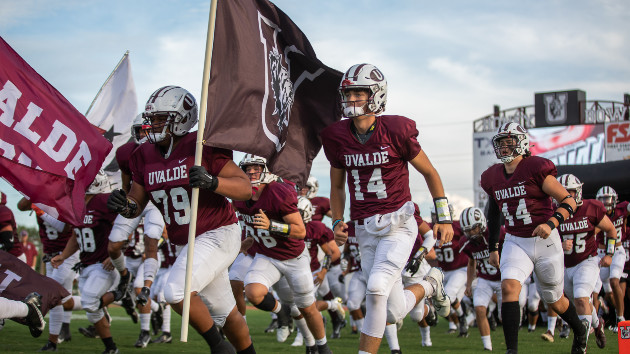 The Uvalde High School Coyotes played and won their first home game of the season in Uvalde, Texas, Sept. 2, 2022. (Kat Caulderwood/ABC News)