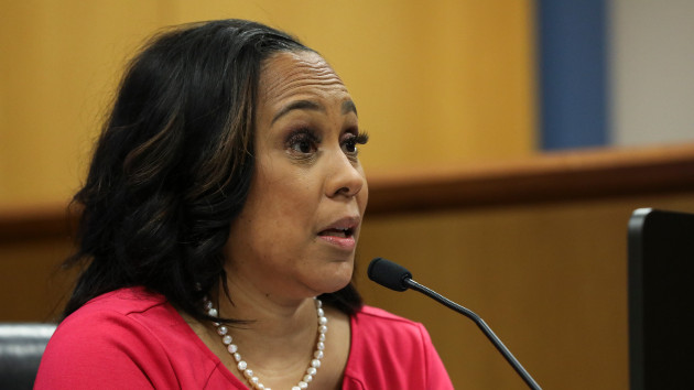 Fulton County District Attorney Fani Willis testifies during a hearing in the case of the State of Georgia v. Donald John Trump at the Fulton County Courthouse on Feb. 15, 2024 in Atlanta, Georgia. (Alyssa Pointer-Pool/Getty Images)