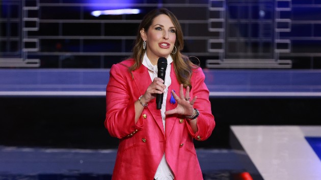 RNC Chairwoman Ronna McDaniel delivers remarks before the NBC News Republican Presidential Primary Debate at the Adrienne Arsht Center for the Performing Arts of Miami-Dade County on Nov. 8, 2023 in Miami, Florida. (Joe Raedle/Getty Images)