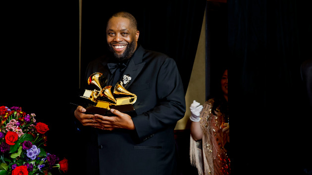 Winner Killer Mike, winner of the "Best Rap Album" award for "Michael", "Best Rap Performance" award for "Scientists & Engineers", and " Best Rap Song" award for "Scientists & Engineers," with trophy, at the 66th Grammy Awards held at the Crypto.com Arena in Los Angeles, CA, Sunday, Feb. 4, 2024. -- Jason Armond / Los Angeles Times via Getty Images