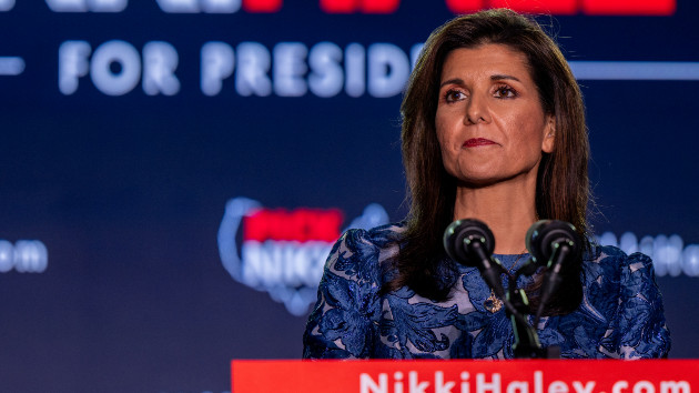 Republican presidential candidate, former U.N. Ambassador Nikki Haley delivers remarks at her primary-night rally at the Grappone Conference Center on January 23, 2024 in Concord, New Hampshire. -- (Photo by Brandon Bell/Getty Images)