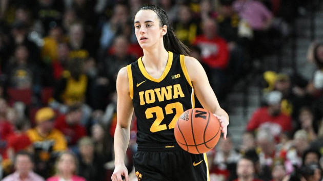 Caitlin Clark of the Iowa Hawkeyes dribbles against the Nebraska Cornhuskers in the second half at Pinnacle Bank Arena, Feb. 11, 2024, in Lincoln, Neb. -- Steven Branscombe/Getty Images