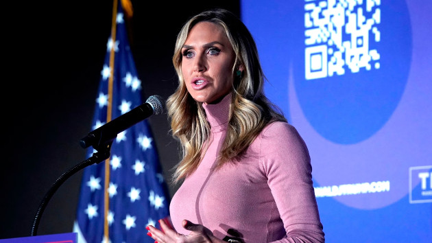 Lara Trump, daughter-in-law to former President and 2024 presidential hopeful Donald Trump, speaks at a VFW Hall in Beaufort, S.C., Feb. 21, 2024. (Timothy A. Clary/AFP via Getty Images)