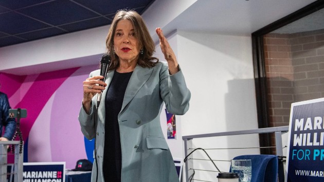 Democratic presidential hopeful Marianne Williamson speaks during a campaign event in Concord, New Hampshire, on Jan. 17, 2024. (Joseph Prezioso/AFP via Getty Images)