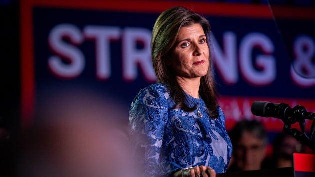Republican presidential candidate, former U.N. Ambassador Nikki Haley delivers remarks at her primary-night rally at the Grappone Conference Center, on Jan. 23, 2024, in Concord, New Hampshire. (Brandon Bell/Getty Images)