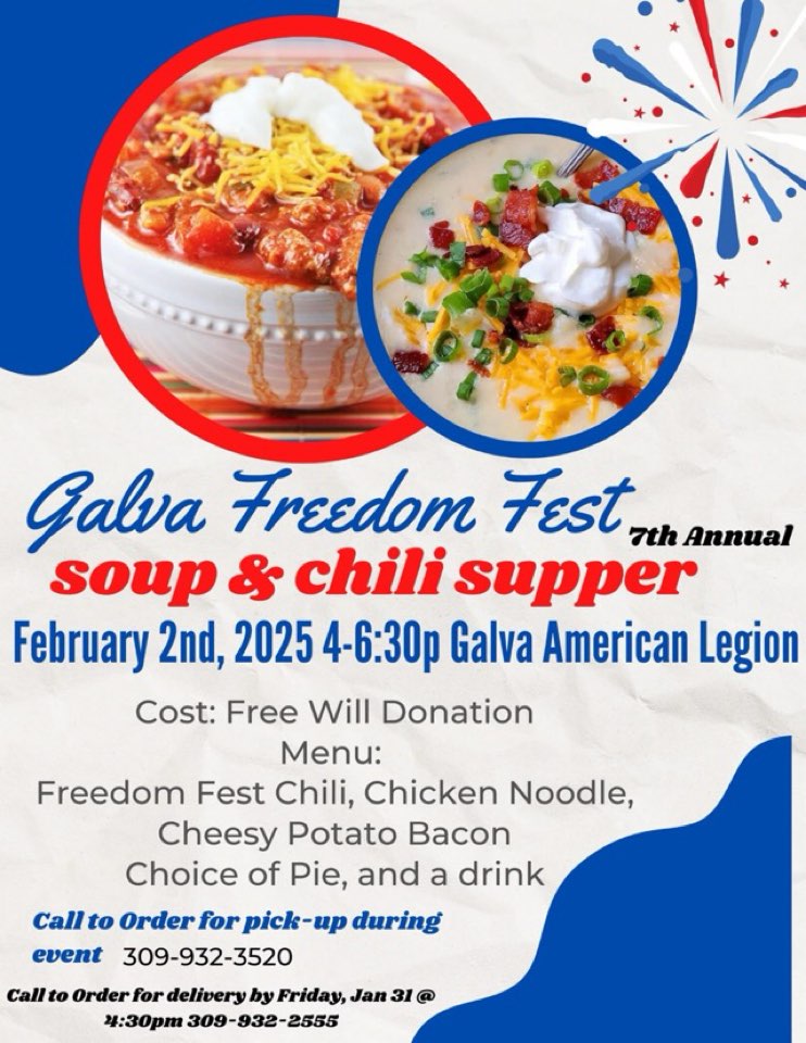 Warm Up This Winter at the 7th Annual Galva Freedom Fest Soup and Chili Supper