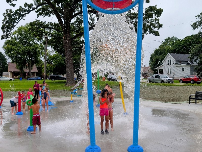 Kids and Parents Anxiously Awaited the Opening of the Splash Pad in Liberty Park in Kewanee