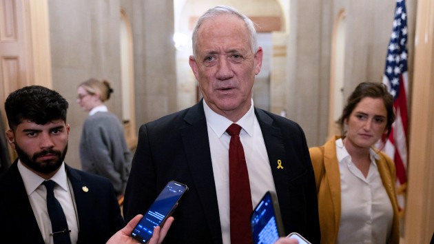 Benny Gantz, a member of Israel’s War Cabinet, talks to the media after a meeting with Senate Minority Leader Mitch McConnell (R-KY) at the U.S. Capitol on March 04, 2024 in Washington, DC. (Tasos Katopodis/Getty Images)