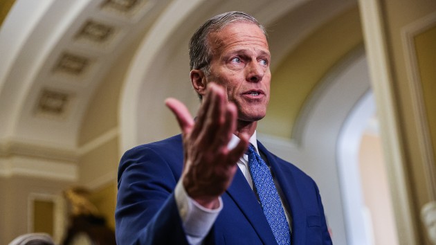 Sen.John Thune, a Republican from South Dakota, speaks during a news conference following the weekly Republican caucus luncheon at the U.S. Capitol in Washington, D.C., U.S., on Tuesday, Feb. 6, 2024. (Valerie Plesch/Bloomberg via Getty Images)