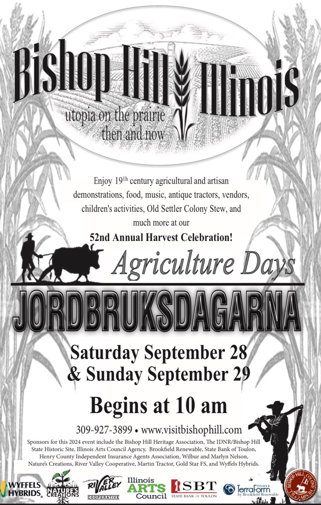Annual Jordbruksdagarna festival in Bishop Hill on September 28th and 29th, 2024