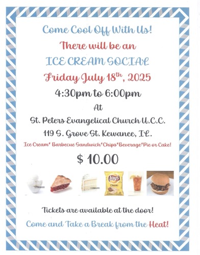 Join St. Peters Evangelical Church for a Community Ice Cream Social on July 18, 2025