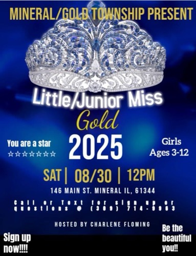 Don’t Miss The First-Ever Little and Junior Miss Gold 2025 Pageant in Mineral on August 30, 2025