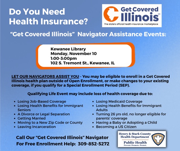 Get Covered Illinois Health Insurance Help at Kewanee Public Library November 10, 2025