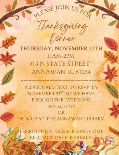 Community Thanksgiving Dinner Hosted by the Espino Family in Annawan on November 27, 2025