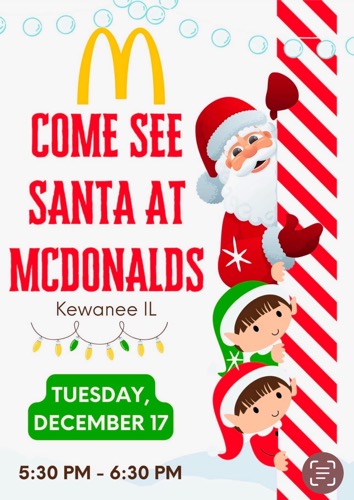 See Santa and Get a Picture at Kewanee McDonalds on December 17, 2025