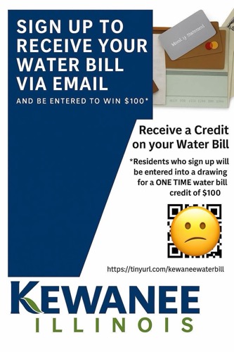 Get Your Kewanee Water Bill by Email and be Entered to Win a $100 Water Bill Credit