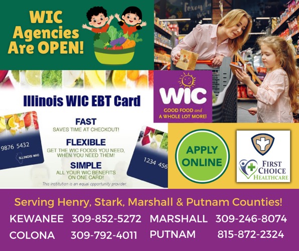 WIC Benefits Remain Fully Available with New EBT Card and Expanded Hours in Henry Stark Marshall and Putnam Counties