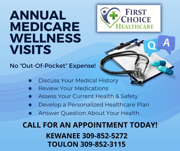 Medicare Covers Free Annual Wellness Visits for Preventative Care in Henry and Stark Counties