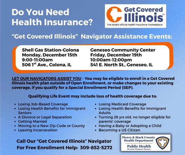 Health Insurance Help Available in Geneseo and Colona this December