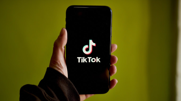 The TikTok logo on a smartphone arranged in New York, March 9, 2023. (Gabby Jones/Bloomberg via Getty Images)