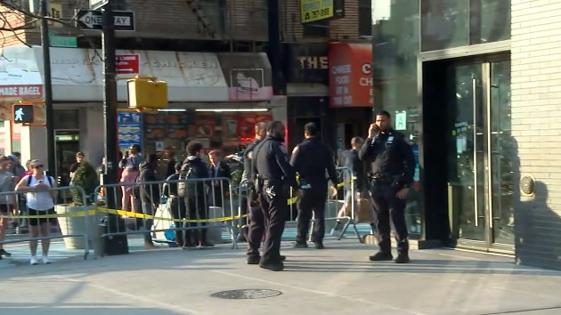 In this screen grab from a video, police officers are shown at the scene of a subway shooting in Brooklyn, New York, on March 14, 2024. -- WABC