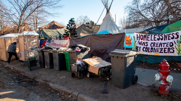 Homeless encampment in the East Phillips neighborhood in Minneapolis, MN. (Michael Siluk/Universal Images Group via Getty Images)