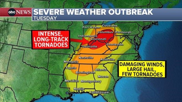 Severe weather outbreak for April 2, 2024. ABC News