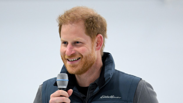 Prince Harry, duke of Sussex, attends the Invictus Games One Year To Go Winter Training Camp at Hillcrest Community Centre on Feb. 16, 2024 in Vancouver, Canada. (Karwai Tang/WireImage)