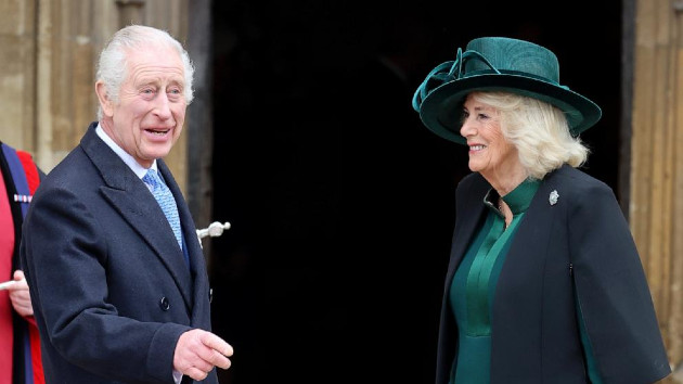 King Charles III and Queen Camilla attend the Easter Mattins Service at Windsor Castle on March 31, 2024 in Windsor, England. -- Chris Jackson/Getty Images