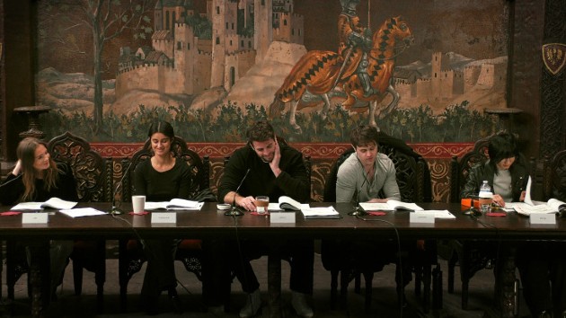 Hemsworth (center) and cast at a Season 4 table read -- Courtesy Netflix