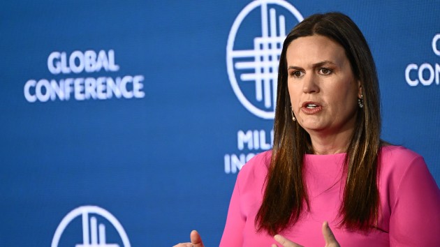 Sarah Huckabee Sanders, governor of Arkansas, speaks during the Milken Institute Global Conference in Beverly Hills, May 2, 2023. (Patrick T. Fallon/AFP via Getty Images)