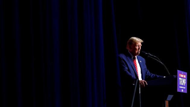Republican presidential candidate and former President Donald Trump addresses a campaign rally at the Forum River Center March 9, 2024 in Rome, Ga. (Chip Somodevilla/Getty Images)