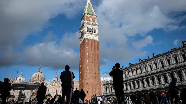 Tourists visit San Marco Square on April 24, 2024 in Venice, Italy. (Marco Bertorello/AFP via Getty Images)