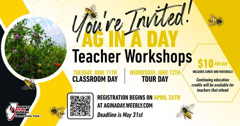 County Farm Bureaus Inviting Local Teachers for Ag in A Day Workshops