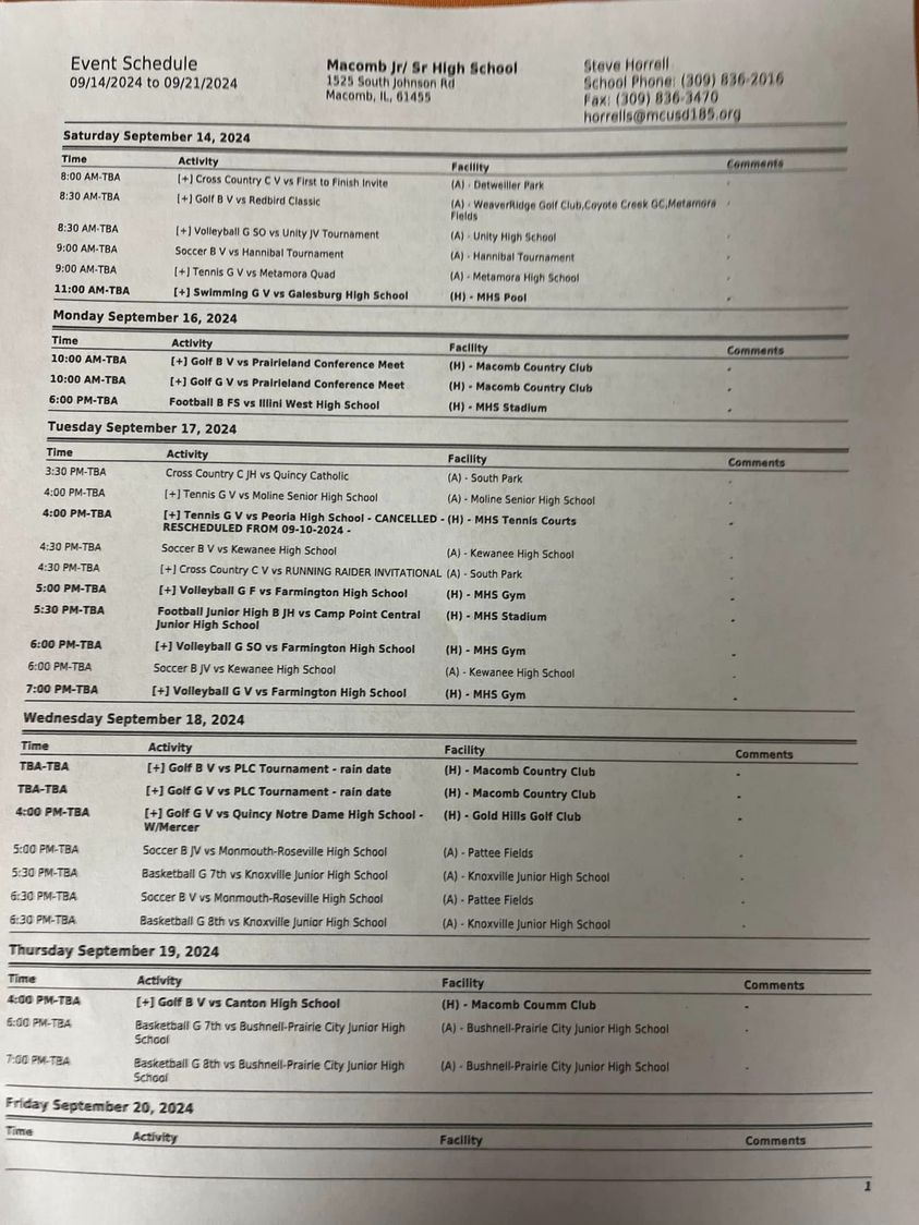 Bomber Athletics 9/14-9/21 #OnceABomberAlwaysABomber