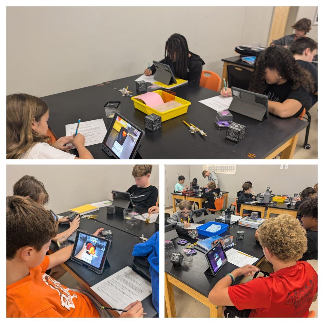 7th grade science students used Merge Cubes to hold the world in their hands as they learn about the layers of the Earth…