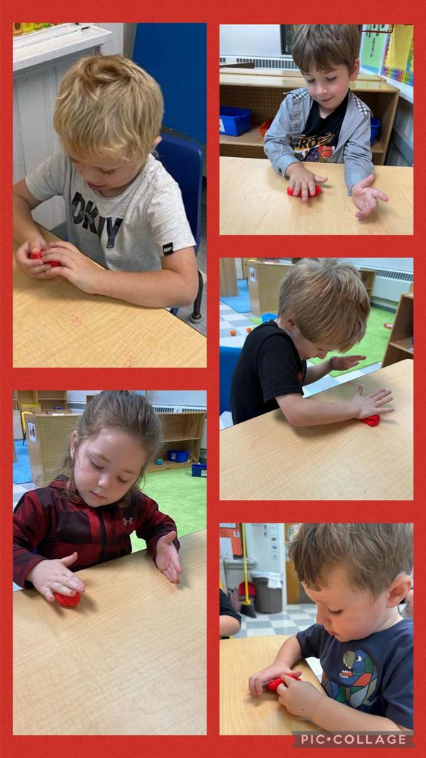 Making apples out of play-doh in Mrs. Cottrell’s Preschool class. #MAC185