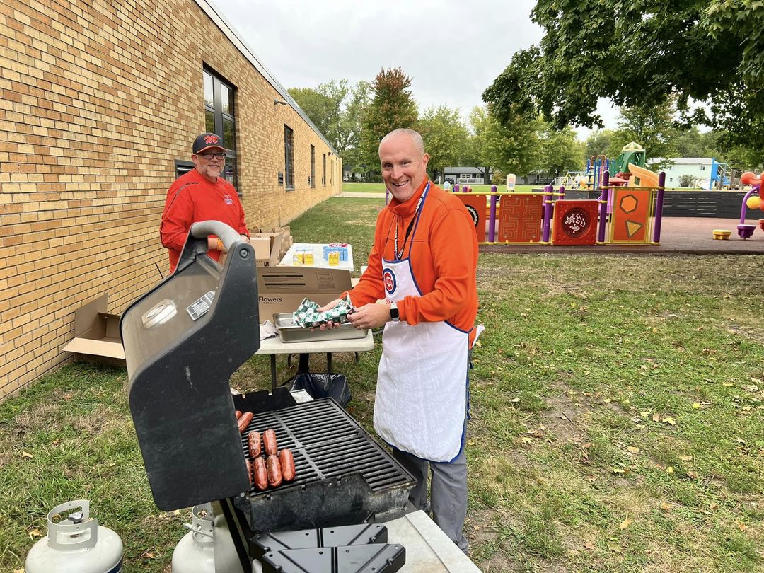 Lincoln students who completed the summer reading challenge were treated to a cookout today by our favorite chefs, Mr. B…