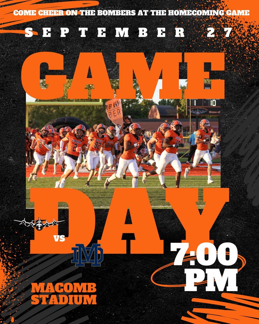 Come cheer on the Bomber Football team (4-0) at the Homecoming Game tonight at 7:00 as they take on Breese Mater Dei!