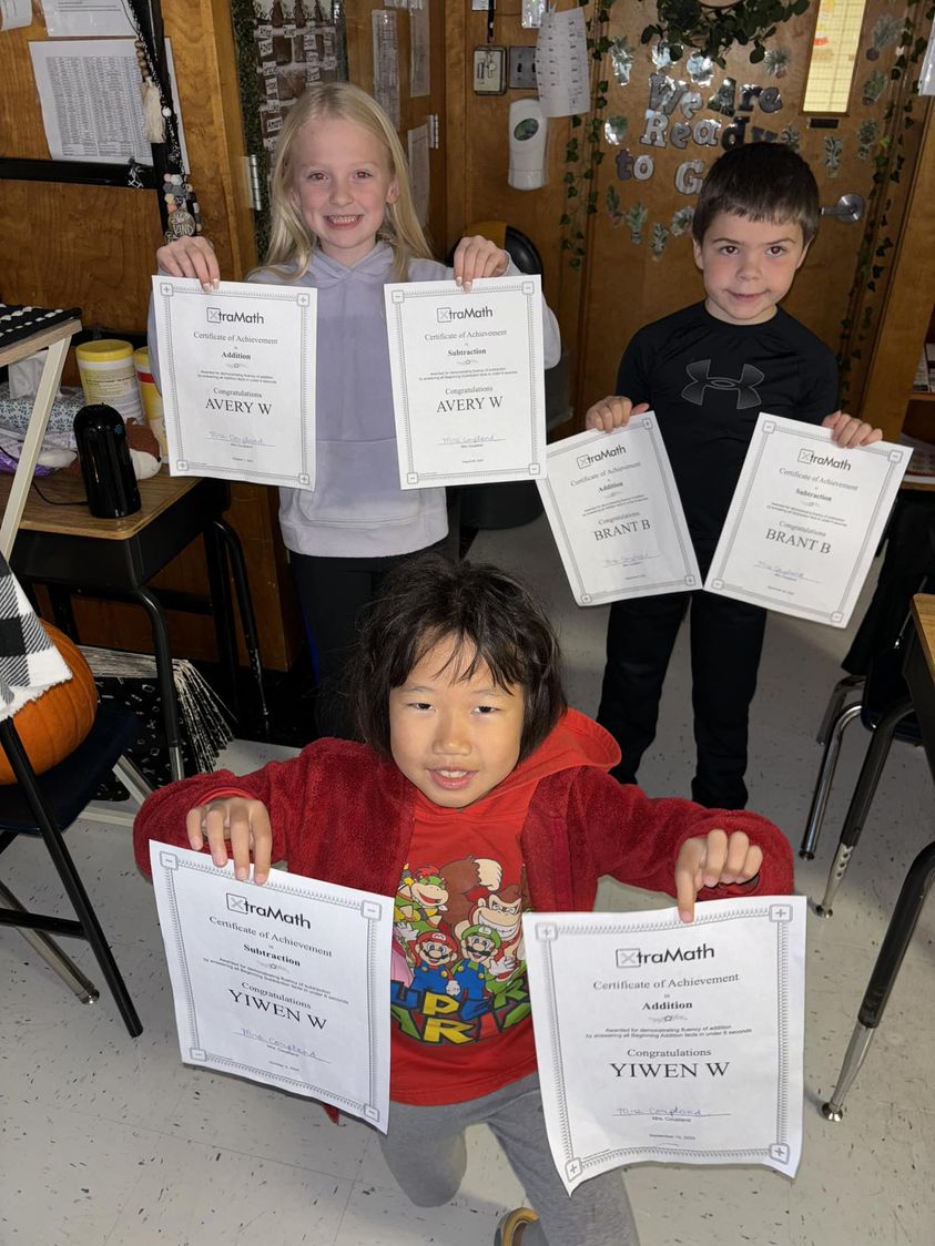 Three of Mrs. Coupland’s students have mastered both addition and subtraction in the Xtra Math program! #MAC185