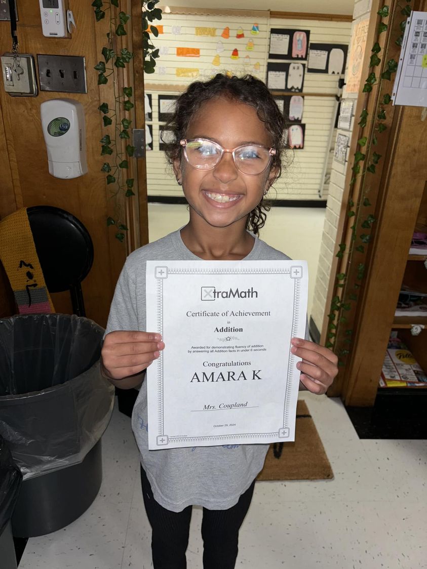 Amara has mastered her addition facts in the Xtra Math program! #MAC185