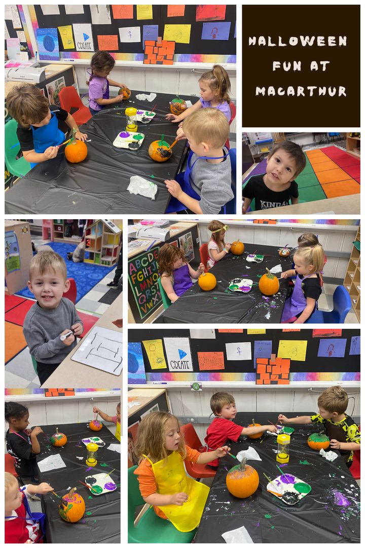 Mrs. James class had a great time painting pumpkins and doing letter work as we get ready for a fun Halloween! 🎃