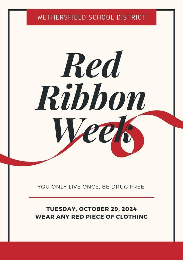 Wear Red at Wethersfield on October 29, 2024, for Red Ribbon Week