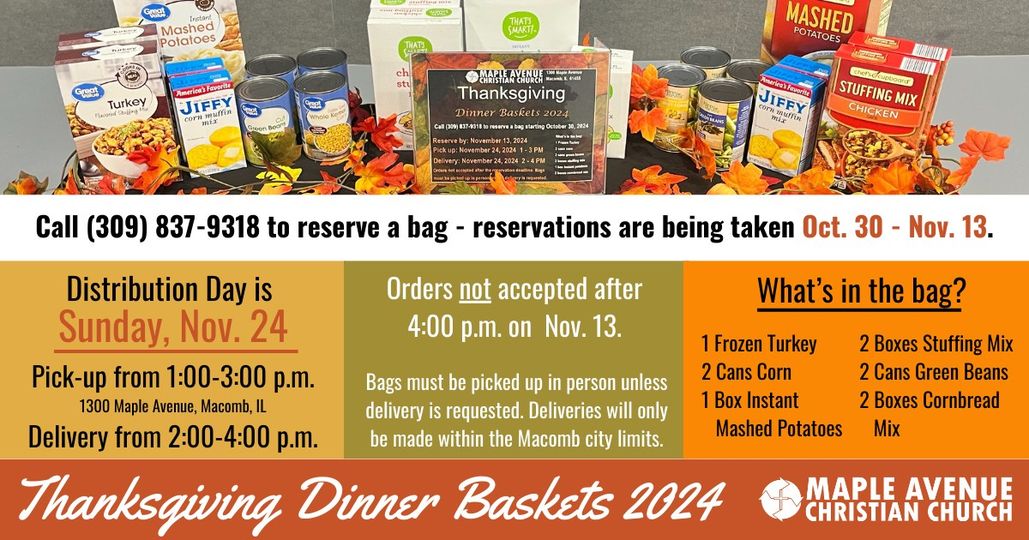 Were now taking reservations for Thanksgiving Dinner Baskets!