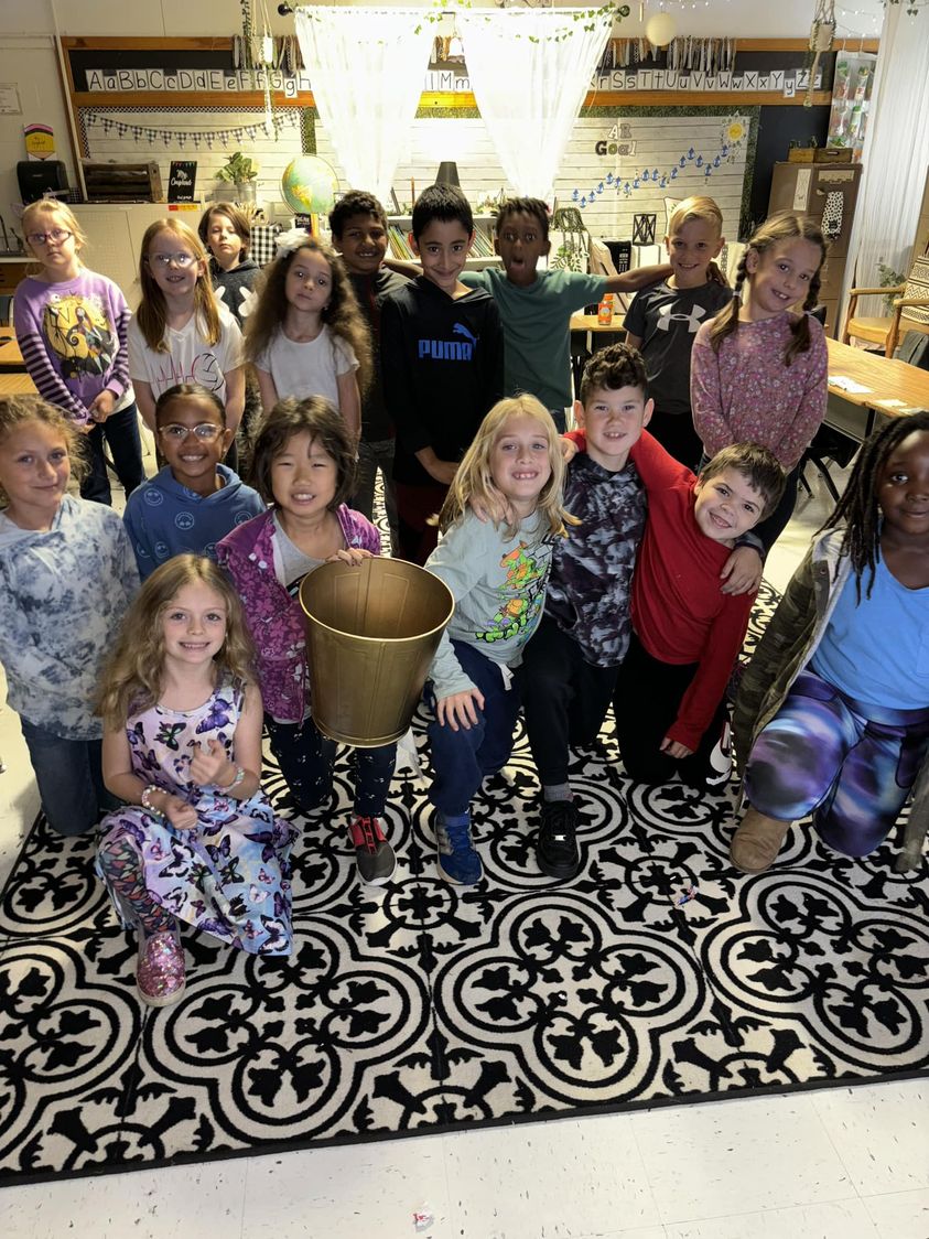 Mrs. Coupland’s class is happy to have earned the golden trash can for a clean classroom! #MAC185