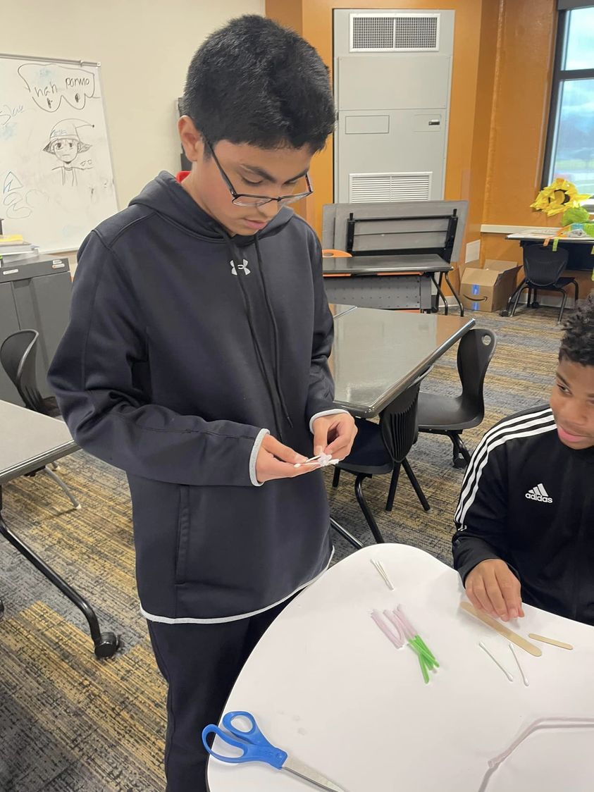 Mrs. Cramers 7th grade science students are building bone bridges for STEM on Halloween #MAC185