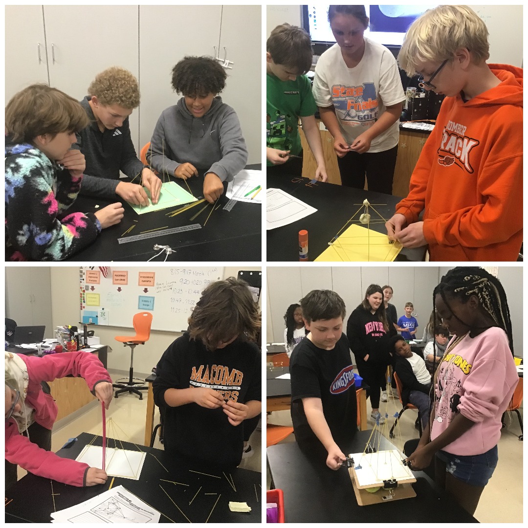 Mrs Goughs 7th grade science class completed their STEM project by building earthquake resistant structures from spaghe…