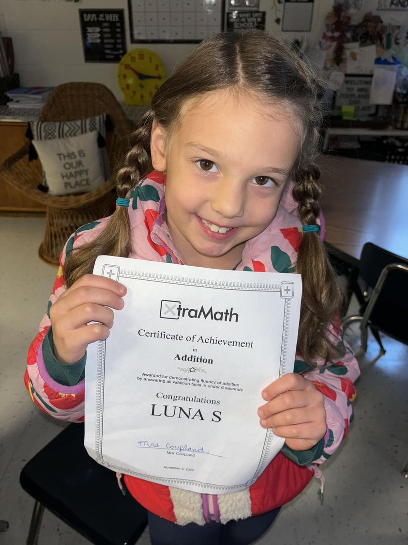 Luna has mastered all addition facts in under 6 seconds in the Xtra Math program! #MAC185
